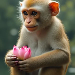 The Zen Monkey and the Lotus Flower